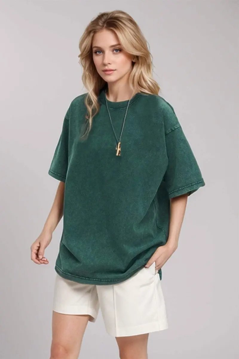 Basic Bae Round Neck Half Sleeve T-Shirt for Women - Love Salve